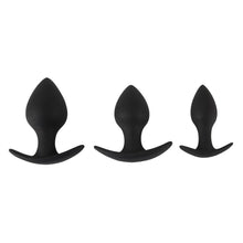 Load image into Gallery viewer, Black Velvet Silicone Three Piece Anal Training Set