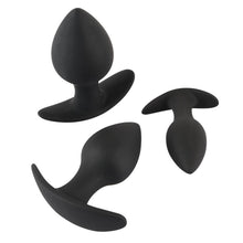 Load image into Gallery viewer, Black Velvet Silicone Three Piece Anal Training Set