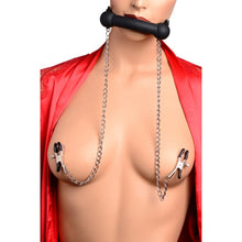 Load image into Gallery viewer, Silicone Bit Gag with Nipple Clamps