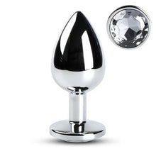 Load image into Gallery viewer, Large Metal Anal Plug With Clear Crystal