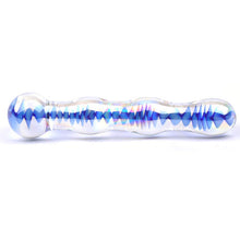 Load image into Gallery viewer, Blue Wavy Glass Dildo