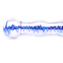 Load image into Gallery viewer, Blue Wavy Glass Dildo