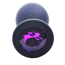 Load image into Gallery viewer, Medium Black Jewelled Silicone Butt Plug