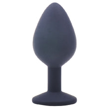 Load image into Gallery viewer, Medium Black Jewelled Silicone Butt Plug