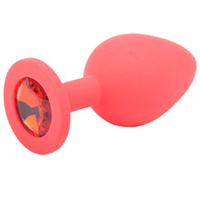 Load image into Gallery viewer, Medium Red Jewelled Silicone Butt Plug