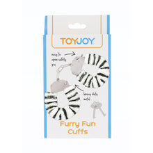 Load image into Gallery viewer, ToyJoy Furry Fun Wrist Cuffs Zebra