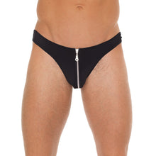 Load image into Gallery viewer, Mens Black G-String With Zipper On Pouch
