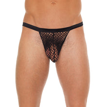 Load image into Gallery viewer, Mens Black G-String With Black Net Pouch
