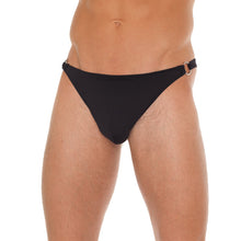 Load image into Gallery viewer, Mens Black G-String With Metal Hoop Connectors

