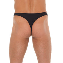 Load image into Gallery viewer, Mens Black G-String With Metal Hoop Connectors

