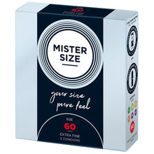 Load image into Gallery viewer, Mister Size 60mm Your Size Pure Feel Condoms 3 Pack
