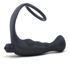 Load image into Gallery viewer, Black Anal Plug Vibrator with Cock Ring Combo
