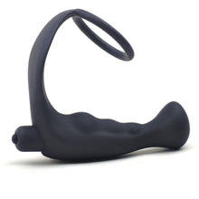 Load image into Gallery viewer, Black Anal Plug Vibrator with Cock Ring Combo