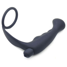 Load image into Gallery viewer, Black Anal Plug Vibrator with Cock Ring Combo
