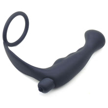 Load image into Gallery viewer, Black Anal Plug Vibrator with Cock Ring Combo