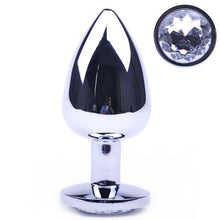 Load image into Gallery viewer, Large Metal Anal Plug With Clear Crystal