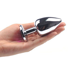 Load image into Gallery viewer, Large Metal Anal Plug With Clear Crystal
