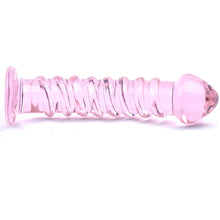 Load image into Gallery viewer, Textured Pink Glass Dildo
