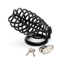Load image into Gallery viewer, Black Metal Male Chastity Device With Padlock
