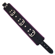 Load image into Gallery viewer, Rouge Garments Black And Purple Padded Leather BDSM Collar

