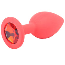 Load image into Gallery viewer, Small Red Jewelled Silicone Butt Plug