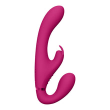 Load image into Gallery viewer, Vive Suki Triple Action Strapless Strap On Vibrator Pink
