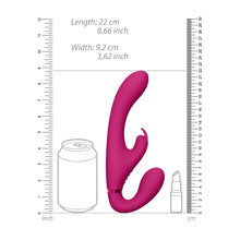 Load image into Gallery viewer, Vive Suki Triple Action Strapless Strap On Vibrator Pink