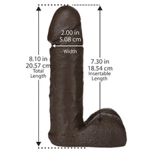 Load image into Gallery viewer, VacULock 8 Inch Realistic Dildo Attachment Black
