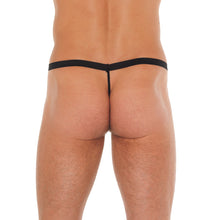 Load image into Gallery viewer, Mens Black GString With Leopard Print Pouch

