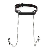 Load image into Gallery viewer, Silicone Bit Gag with Nipple Clamps
