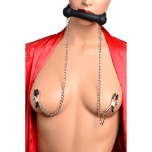 Load image into Gallery viewer, Silicone Bit Gag with Nipple Clamps

