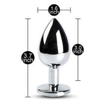 Load image into Gallery viewer, Large Metal Anal Plug With Clear Crystal
