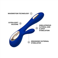 Load image into Gallery viewer, Lelo Soraya Wave Midnight Blue Dual Rechargeable Vibrator

