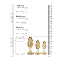 Load image into Gallery viewer, Ouch Golden Glitter Acrylic Butt Plug Set
