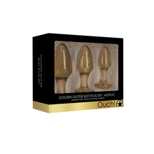 Load image into Gallery viewer, Ouch Golden Glitter Acrylic Butt Plug Set
