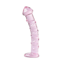 Load image into Gallery viewer, Textured Pink Glass Dildo
