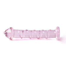 Load image into Gallery viewer, Textured Pink Glass Dildo
