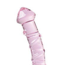 Load image into Gallery viewer, Textured Pink Glass Dildo
