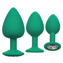 Load image into Gallery viewer, Cheeky Gems Butt Plugs 3 Piece Set Green
