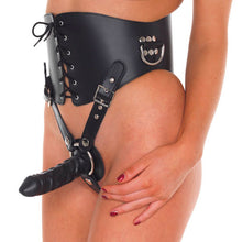 Load image into Gallery viewer, Leather Waist Corset With Strap On Dildo
