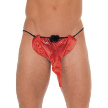 Load image into Gallery viewer, Mens Black G-String With Red Elephant Animal Pouch
