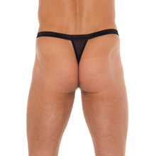 Load image into Gallery viewer, Mens Black G-String With Black Straps To Animal Print Pouch
