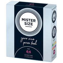 Load image into Gallery viewer, Mister Size 64mm Your Size Pure Feel Condoms 3 Pack
