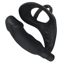 Load image into Gallery viewer, Black Velvets Cock Ring And Vibrating Anal Plug
