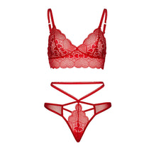 Load image into Gallery viewer, Leg Avenue Sweetheart Lace Bralette Set Red
