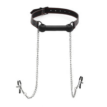 Load image into Gallery viewer, Silicone Bit Gag with Nipple Clamps
