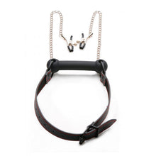 Load image into Gallery viewer, Silicone Bit Gag with Nipple Clamps
