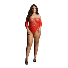 Load image into Gallery viewer, Le Desir Crotchless Rhinestone Teddy Red UK 14 to 20
