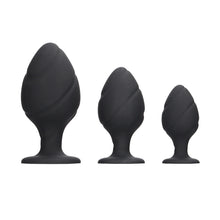 Load image into Gallery viewer, Ouch Silicone Swirled Butt Plug Set Black
