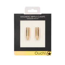 Load image into Gallery viewer, Ouch Magnetic Nipple Clamps Diamond Bullet Gold
